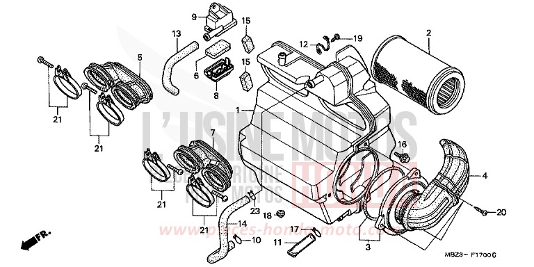 AIR CLEANER for Hornet S CANDY TAHITIAN BLUE (PB215) from 2001
